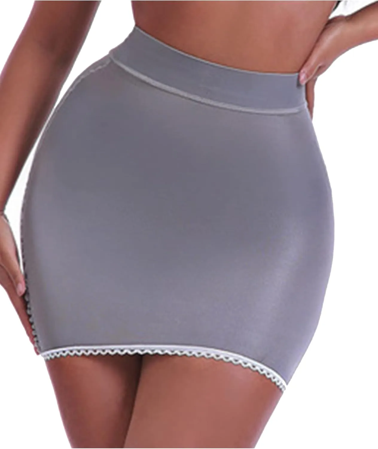 FEESHOW Women Oily High Waist Casual Solid Skirt Bodycon Short Mini Pencil Skirt Slim Stretch Skirt