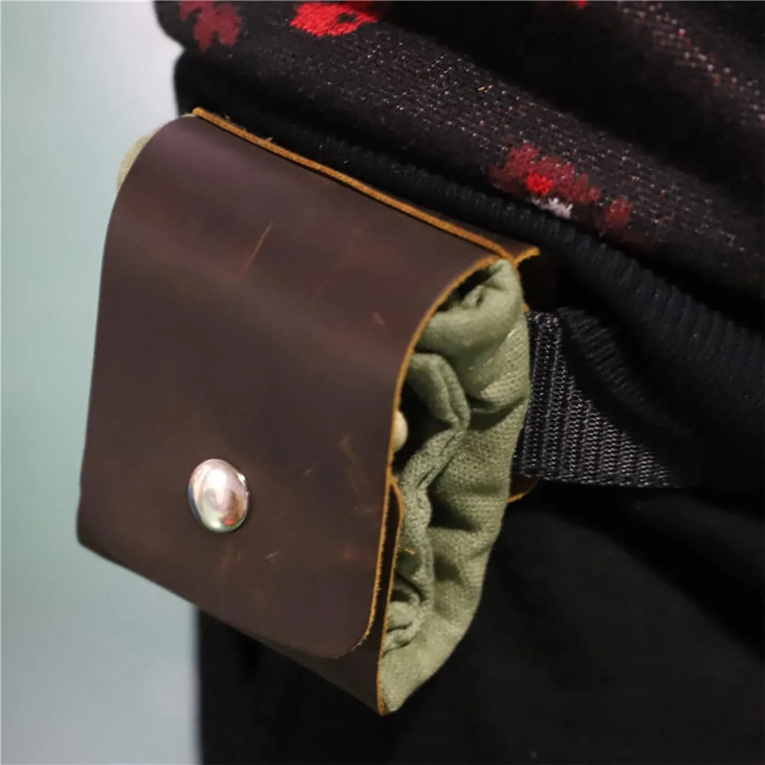 Foraging Bag Waxed Canvas Collapsible, Waxed Canvas Mushroom Foraging Pouch, Camping Bag Belt Packs Waterproof Small Leather Pouch Hunting Fanny Pack for Pick & Seashells Outdoor (4 PCS, Leather)