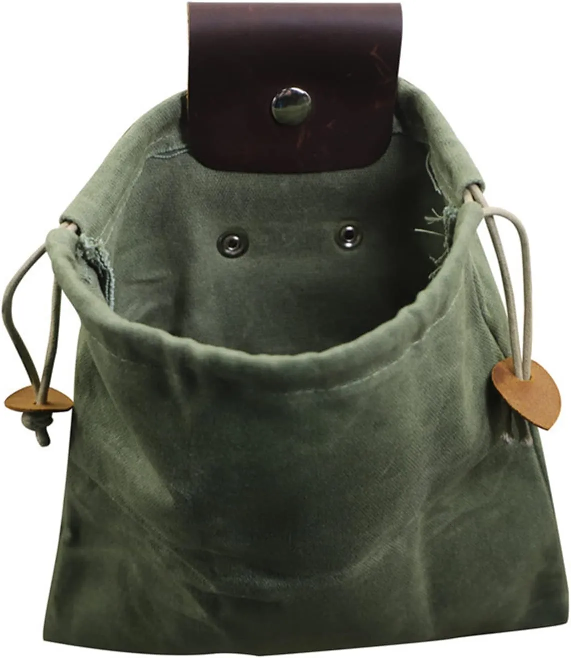 Foraging Bag Waxed Canvas Collapsible, Waxed Canvas Mushroom Foraging Pouch, Camping Bag Belt Packs Waterproof Small Leather Pouch Hunting Fanny Pack for Pick & Seashells Outdoor (4 PCS, Leather)