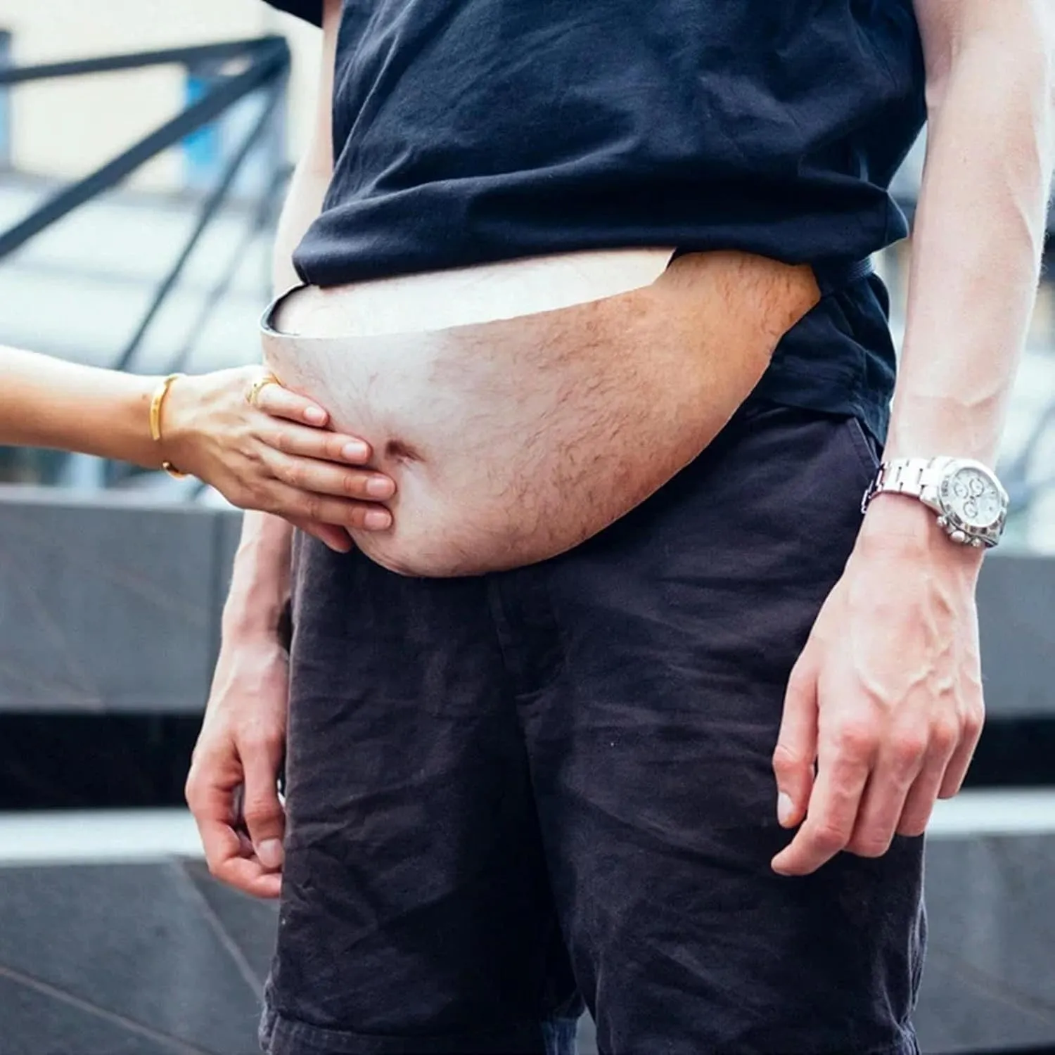 Funny Pop Dad Money Belt Bag, Womwn Travel Shoulder Bags Flesh Color Creative Fanny Pack Beer Fat Belly Bum Pouch Waist Bag