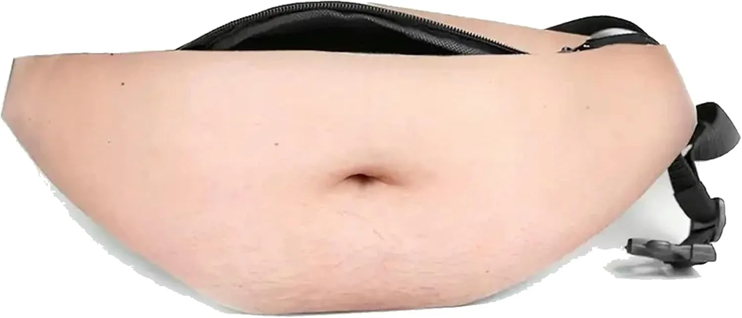Funny Pop Dad Money Belt Bag, Womwn Travel Shoulder Bags Flesh Color Creative Fanny Pack Beer Fat Belly Bum Pouch Waist Bag