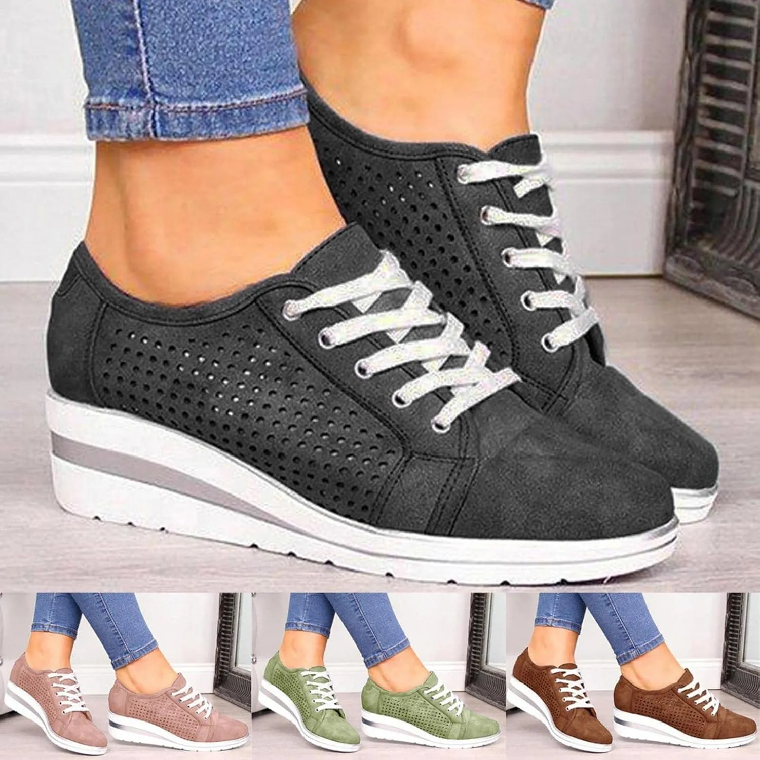 Gibobby Sandals for Women Casual Summer Loafers Breathable Mesh Non-Slip Platform Flat Wedge Shoes Lightweight Soft Casual Sneakers