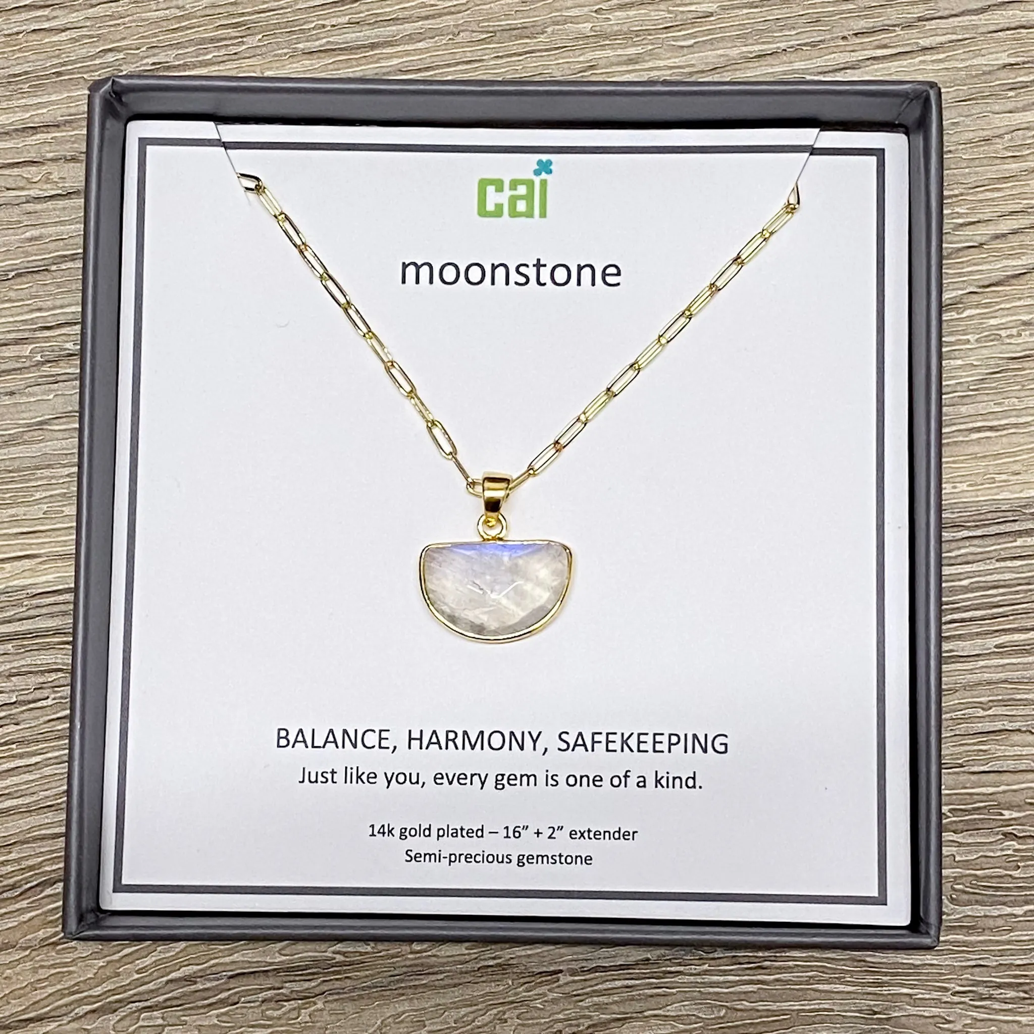 Gold Half Moon Moonstone Necklace