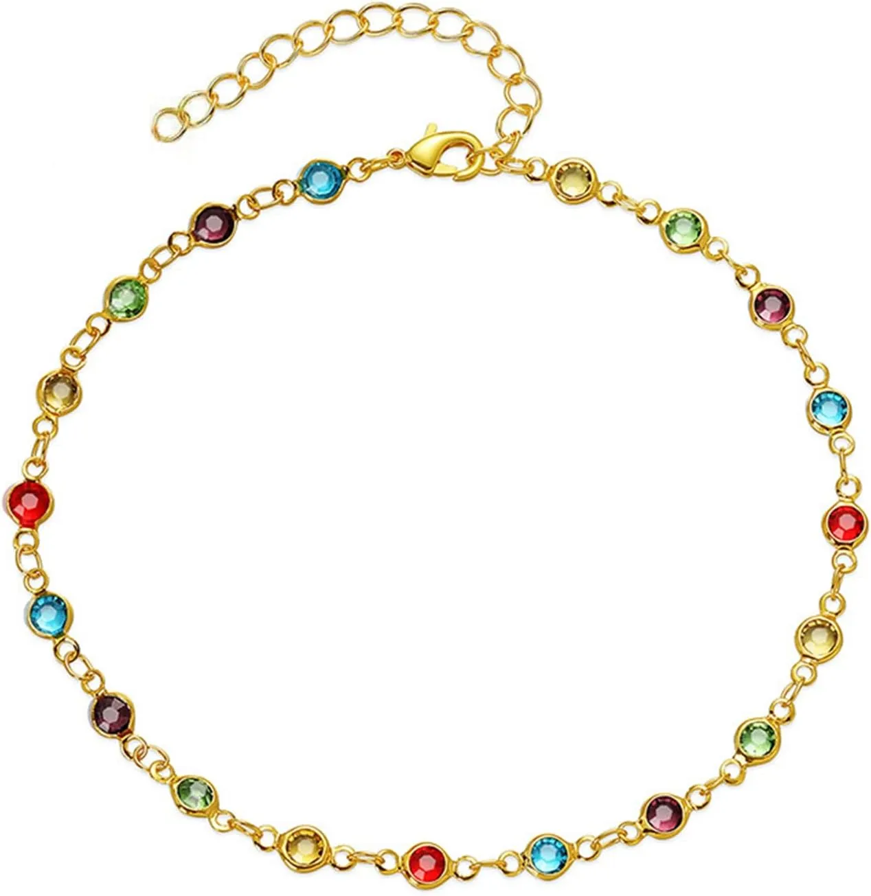 Gold/Silver Ankle Bracelets for Women 18K Gold Anklets for Women Pearl Ankle Bracelet Colorful Crystal Cubic Zirconia Anklets Bracelets Non Tarnish Summer Beach Jewelry Gift