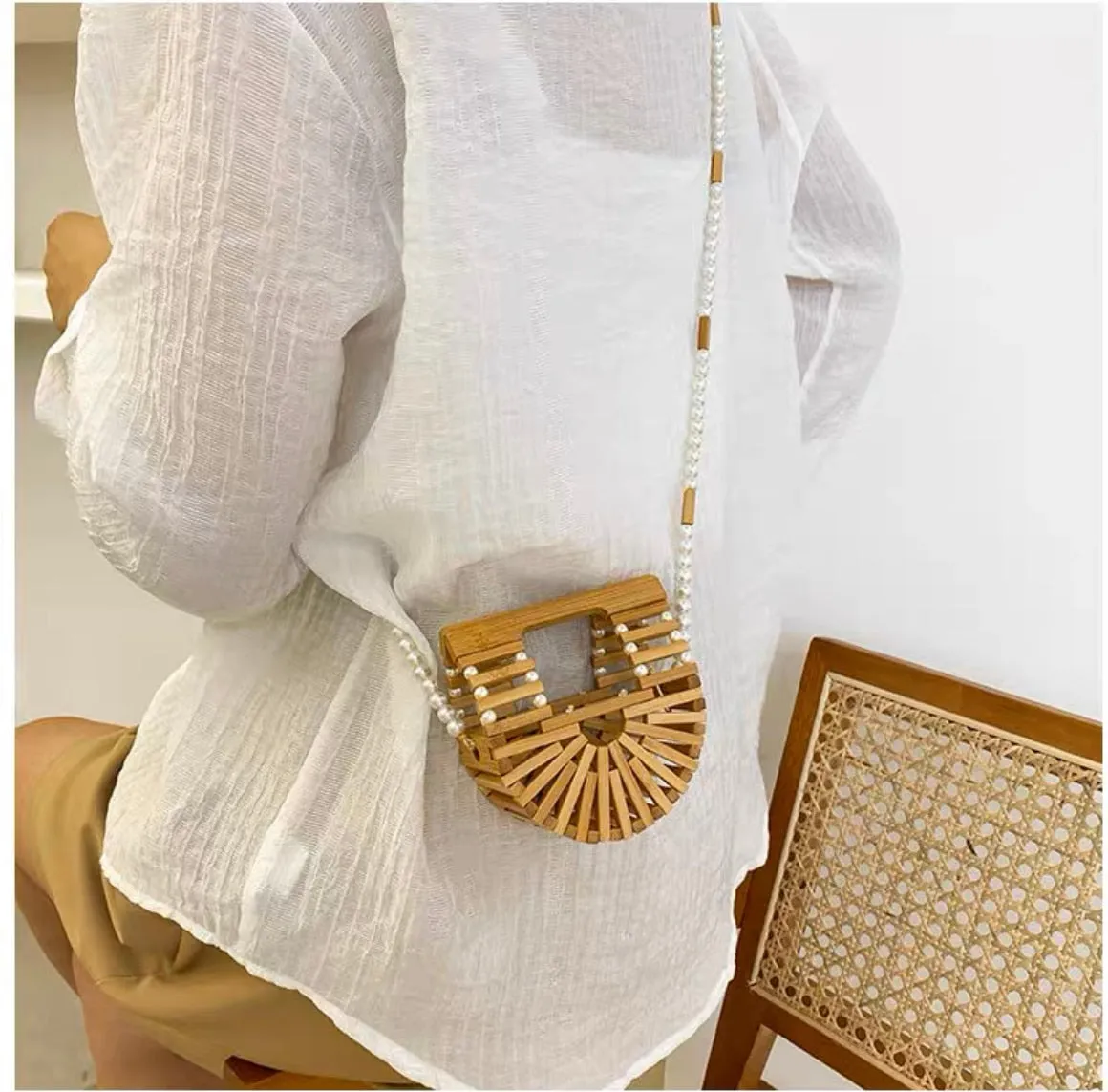 Half Moon Bamboo Purse