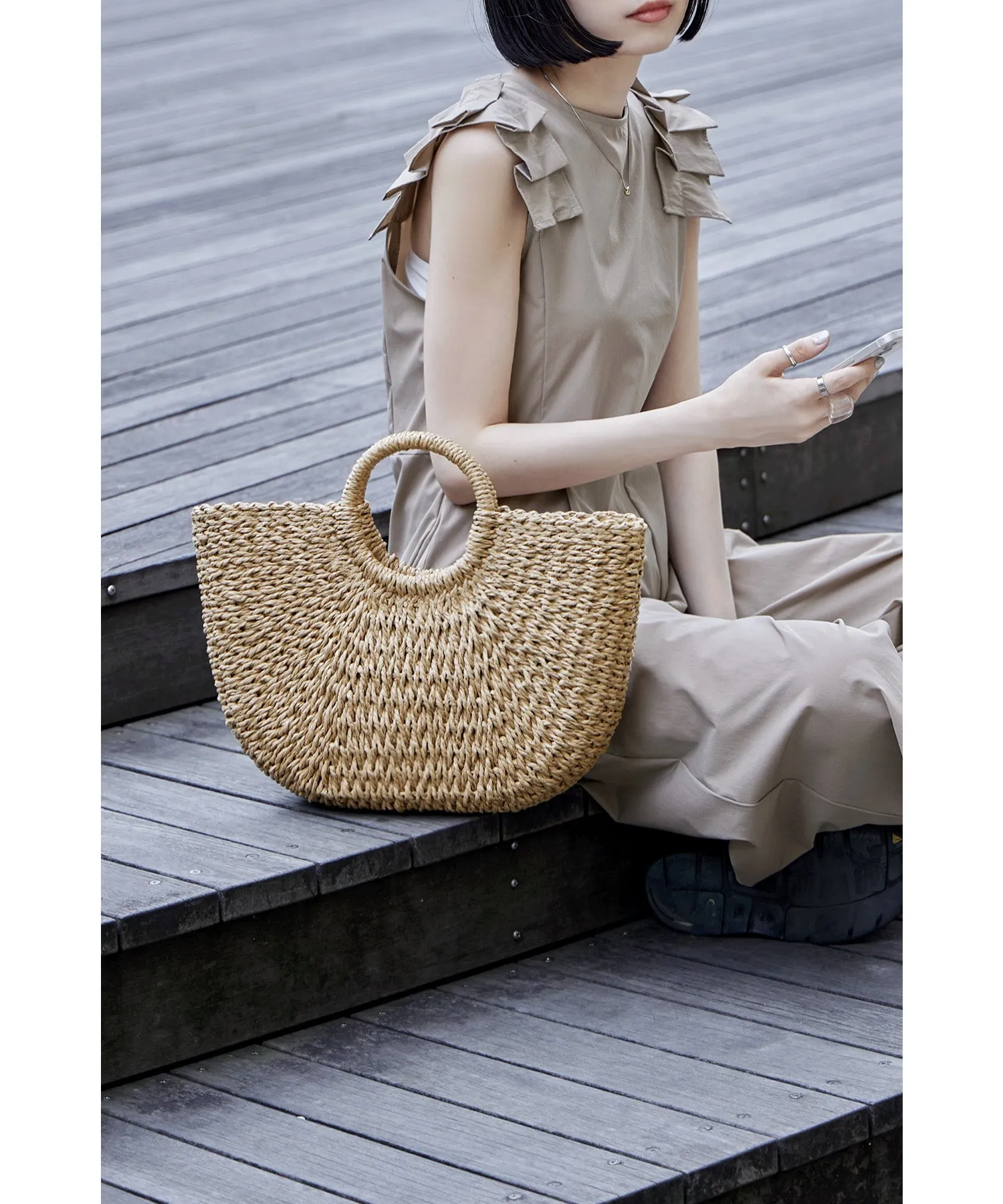 Half moon basket bag