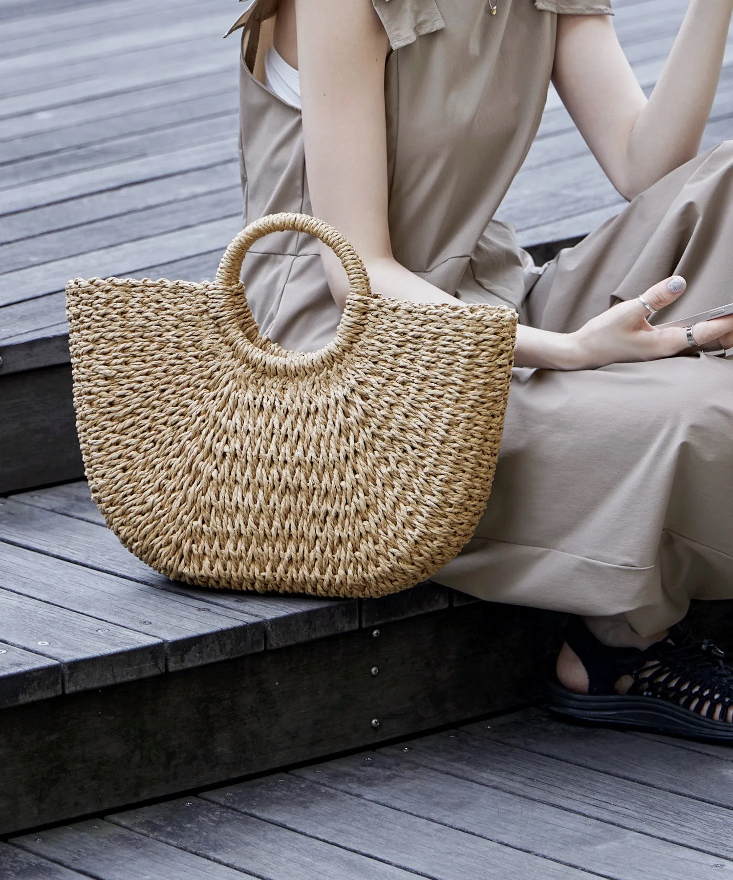 Half moon basket bag