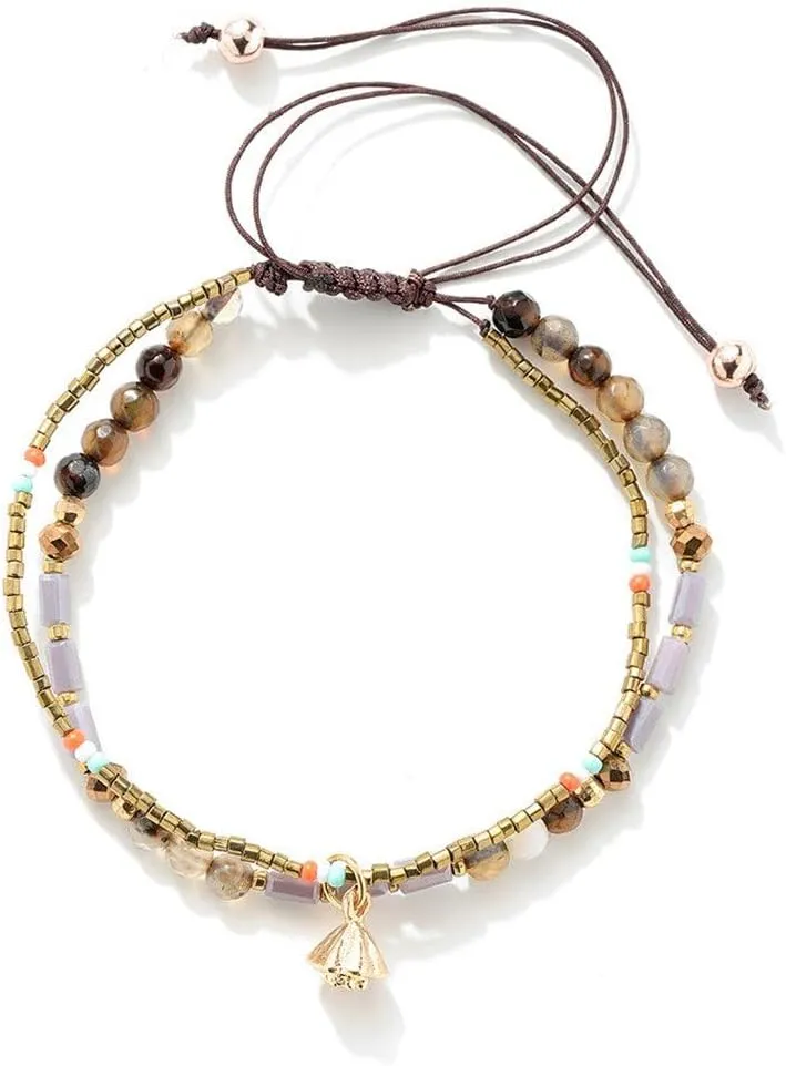 Handmade Adjustable Wrap Bracelet Bohemian String Braided Beads Anklets Gifts for Women