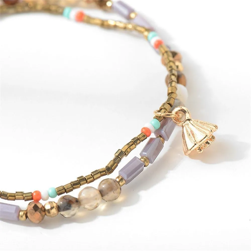 Handmade Adjustable Wrap Bracelet Bohemian String Braided Beads Anklets Gifts for Women