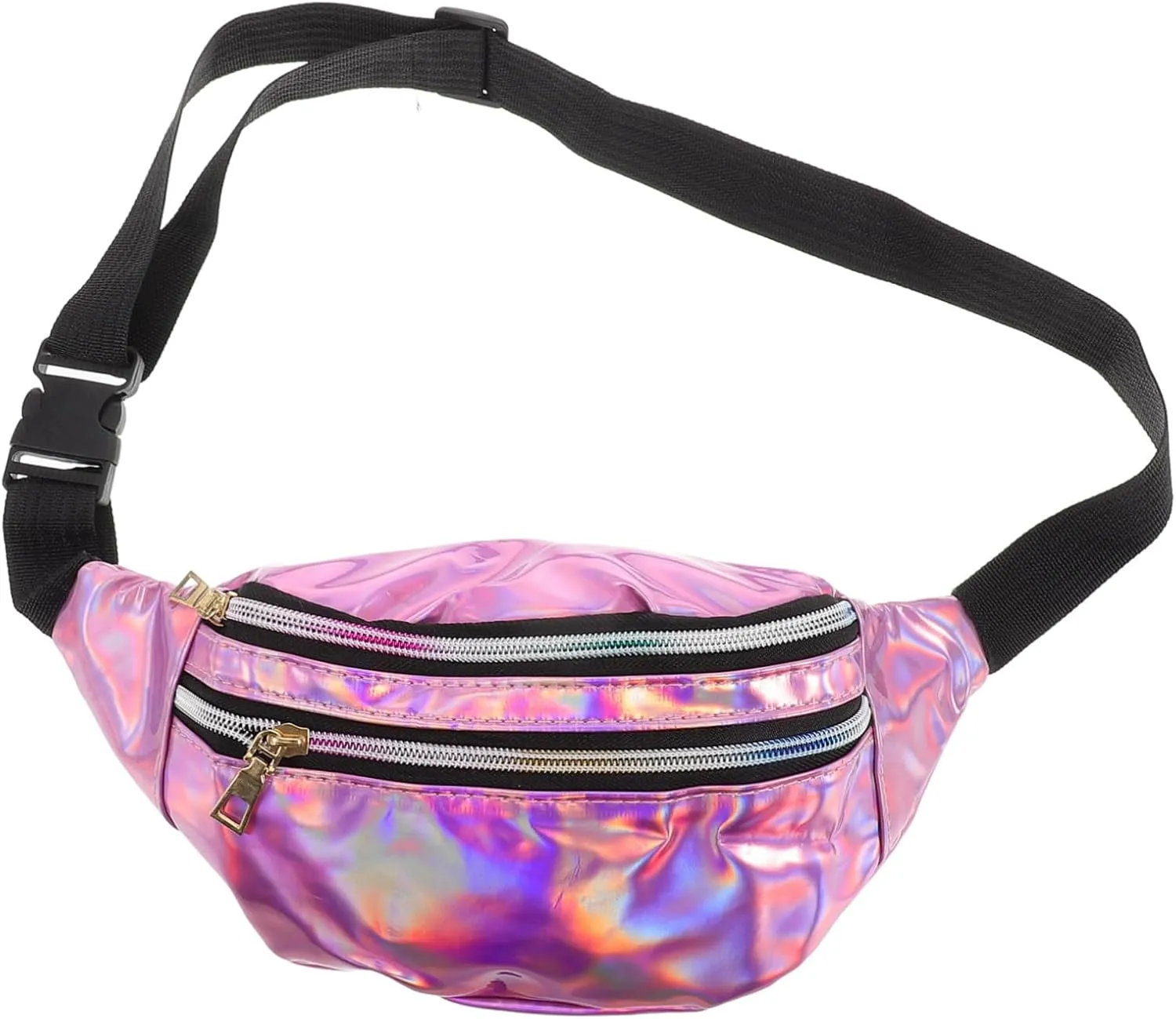 Holographic Waist Bag for Men Women Fanny Pack with Adjustable Belt Stylish Chest Bag for Running Hiking Travel and Outdoor Activities Purple