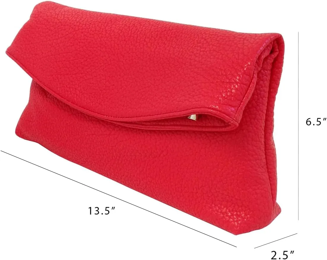 JNB Faux Leather Oversize Foldover Clutch