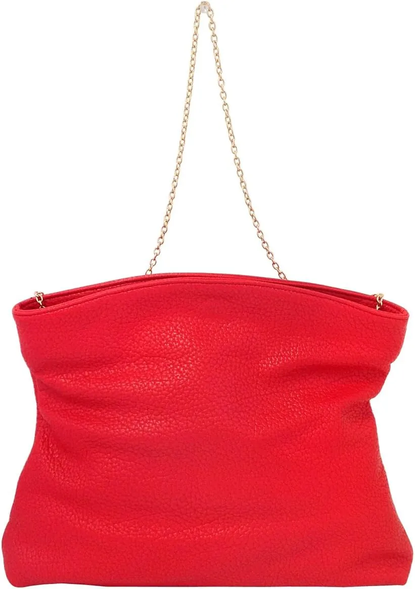 JNB Faux Leather Oversize Foldover Clutch