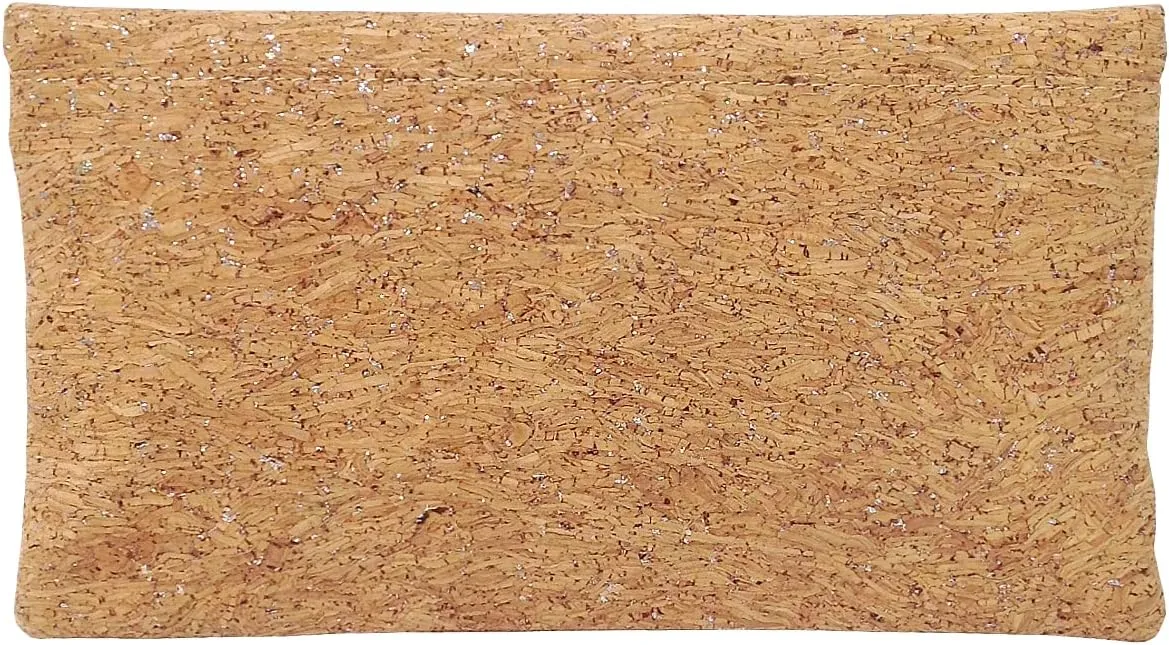 JNB Women's Cork Material Foldover Clutch with Tassel