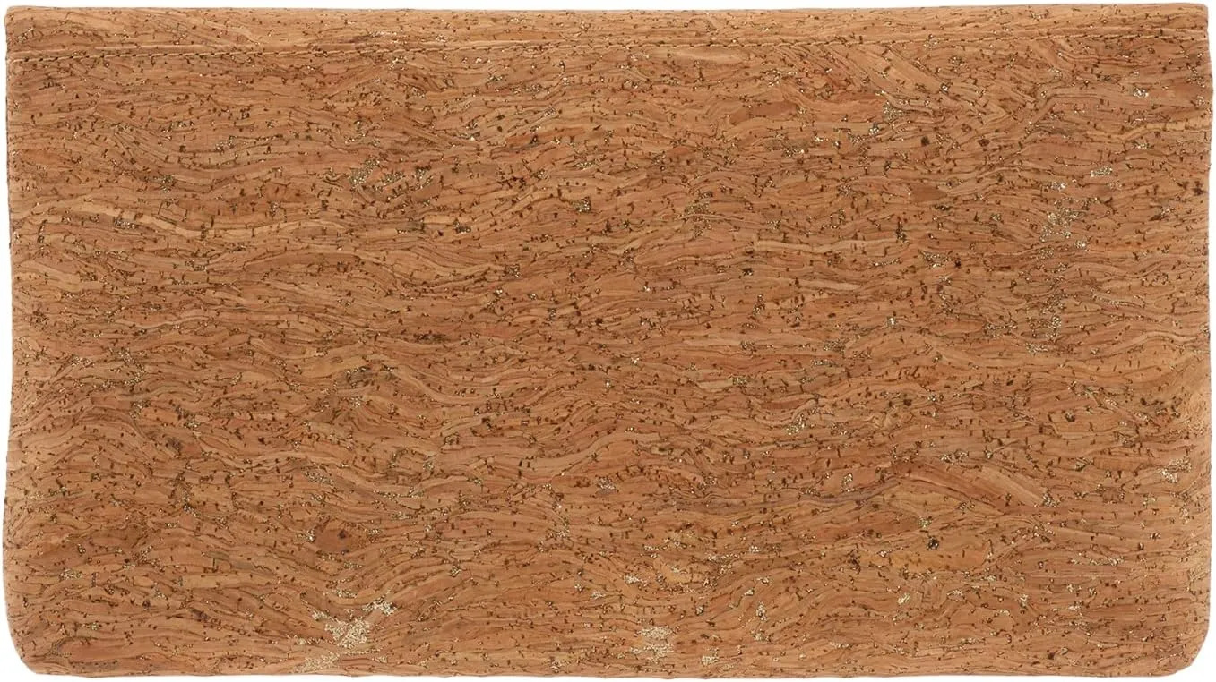 JNB Women's Cork Material Foldover Clutch with Tassel