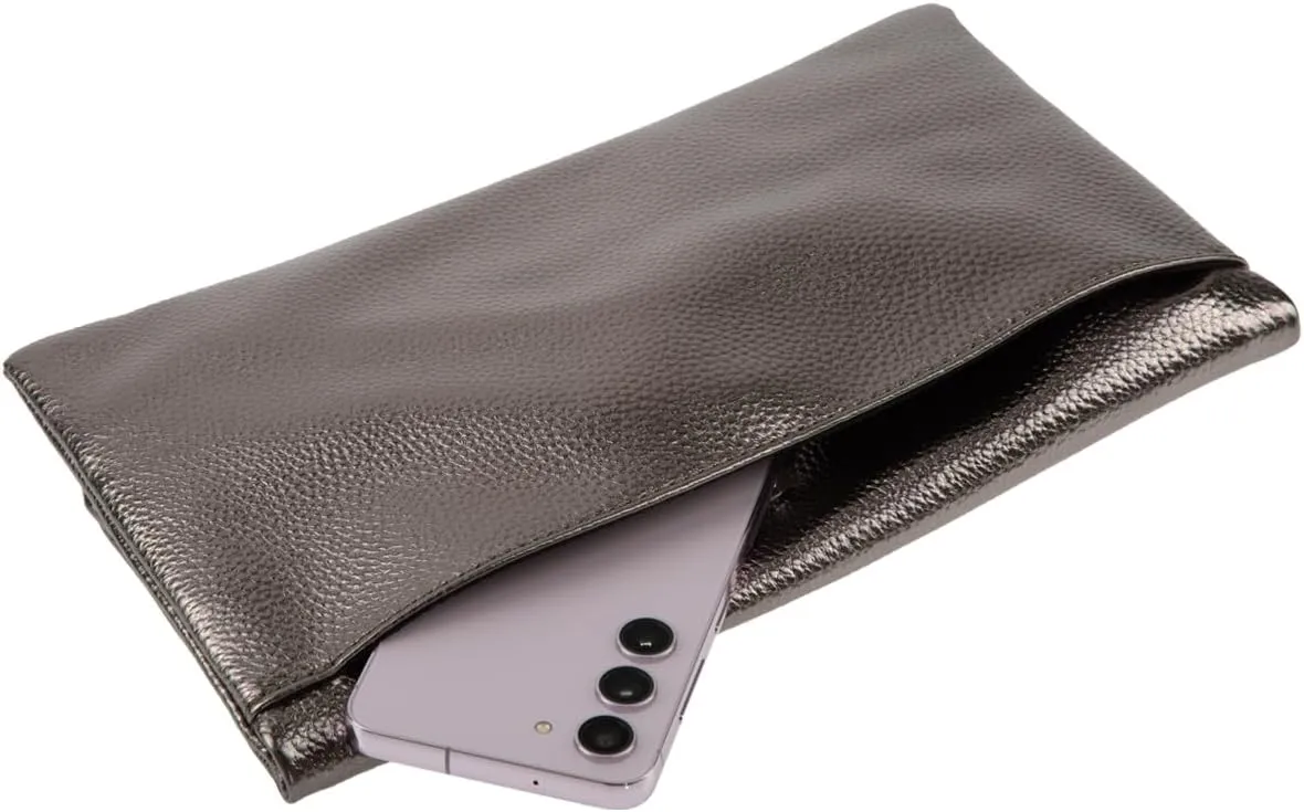 JNB Women's Faux Leather Zipper Foldover Clutch Purse with Tassel