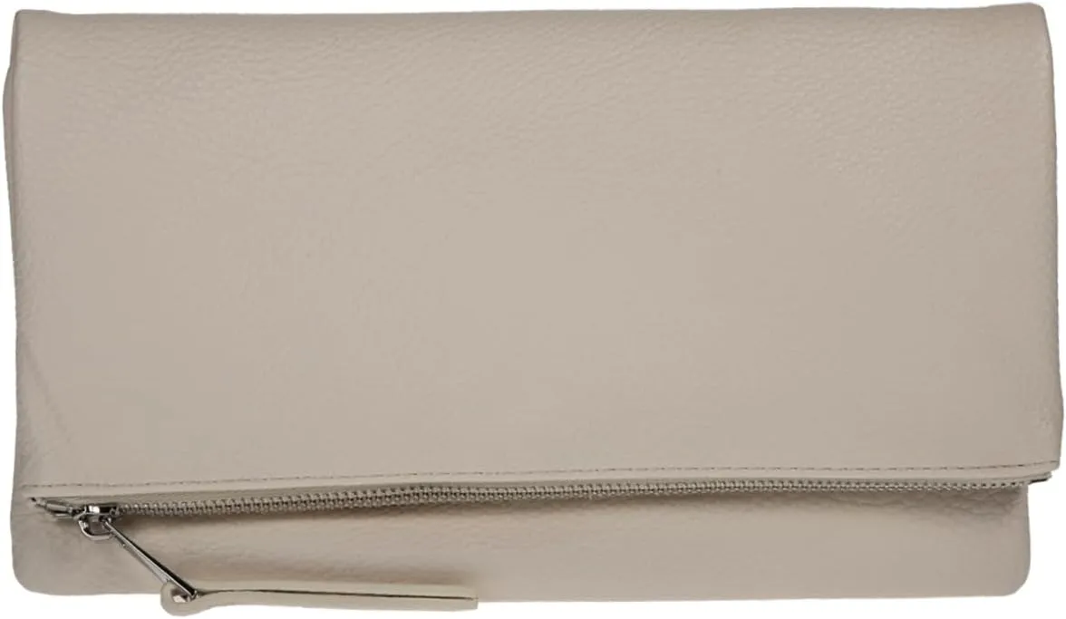 JNB Women's Faux Leather Zipper Foldover Clutch Purse with Tassel
