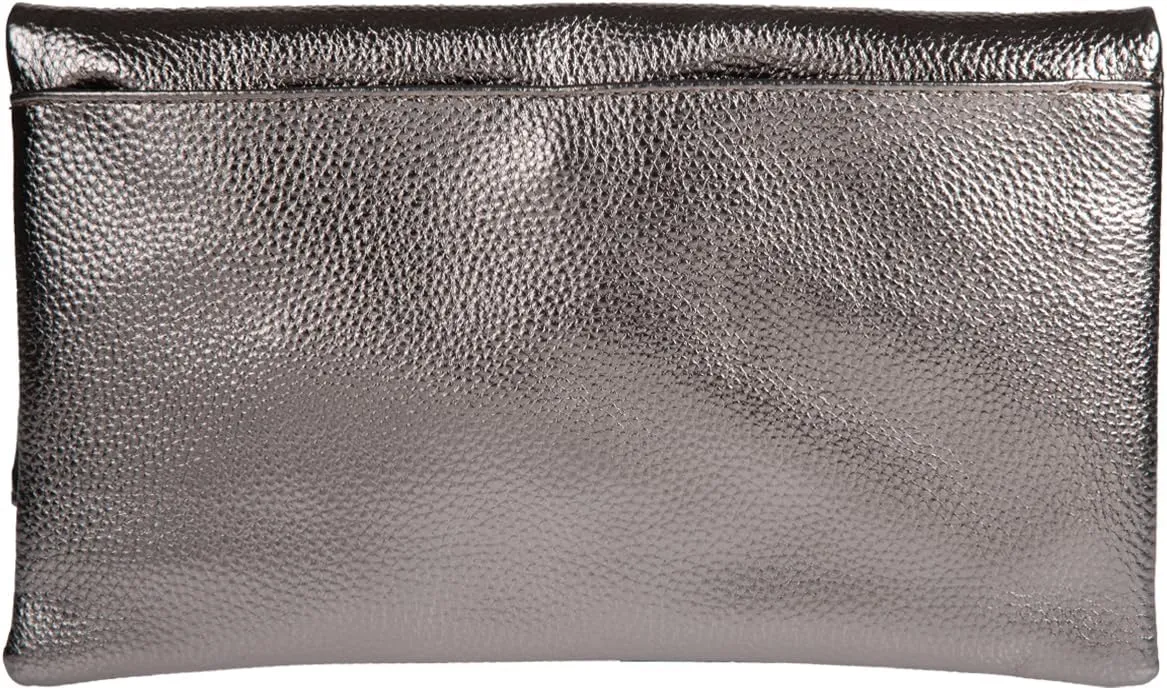 JNB Women's Faux Leather Zipper Foldover Clutch Purse with Tassel
