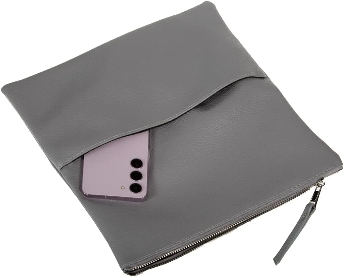 JNB Women's Faux Leather Zipper Foldover Clutch Purse with Tassel