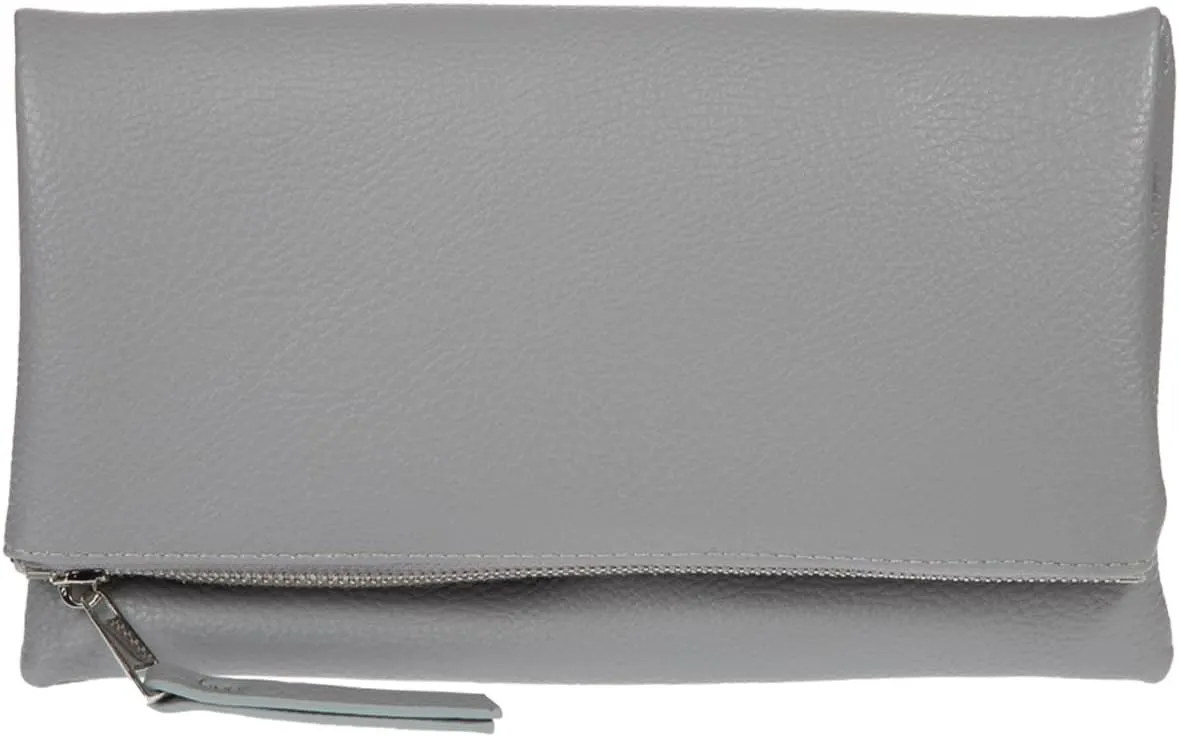 JNB Women's Faux Leather Zipper Foldover Clutch Purse with Tassel