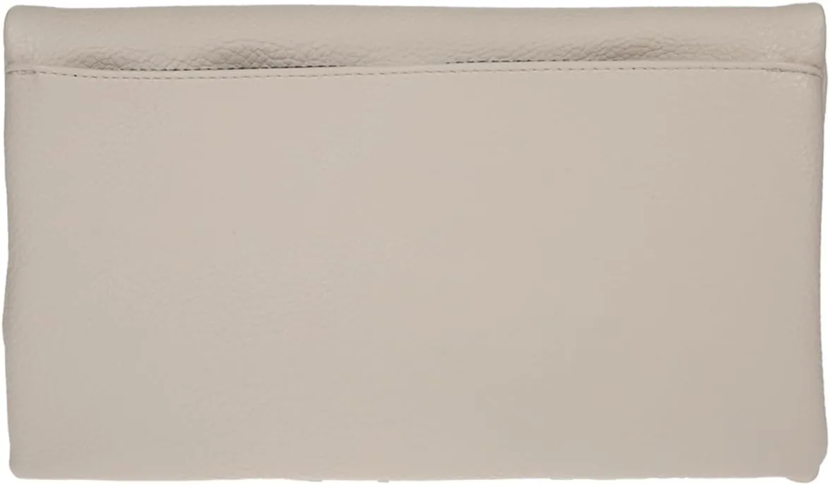 JNB Women's Faux Leather Zipper Foldover Clutch Purse with Tassel
