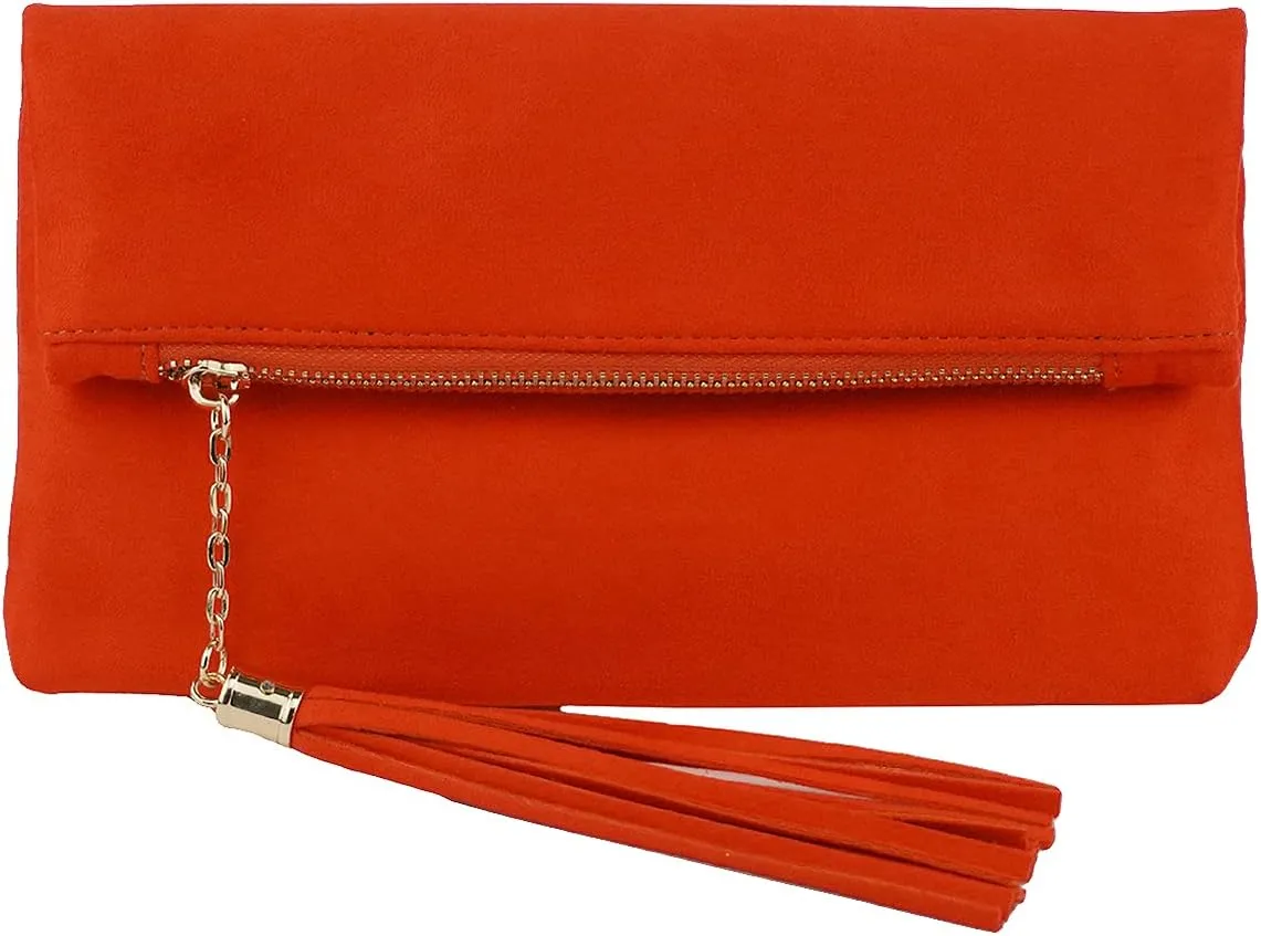 JNB Women's Faux Microsuede Foldover Mini Pouch