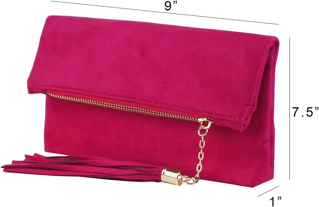 JNB Women's Faux Microsuede Foldover Mini Pouch