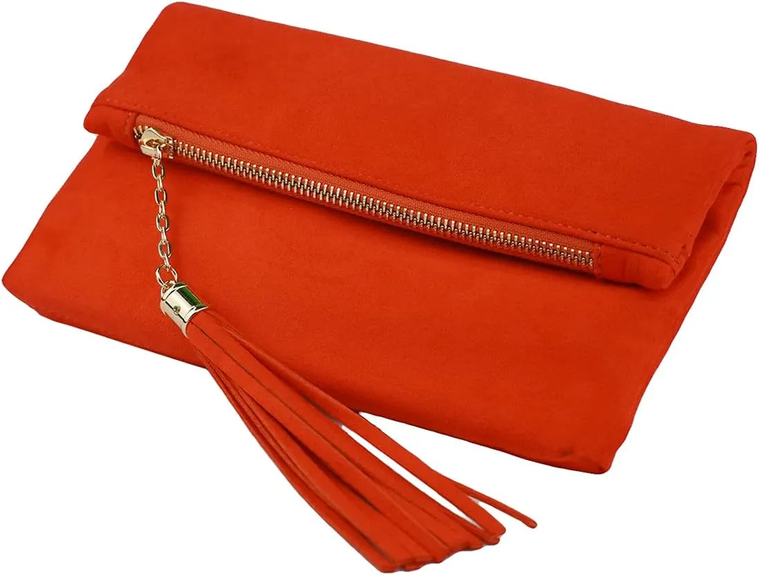JNB Women's Faux Microsuede Foldover Mini Pouch