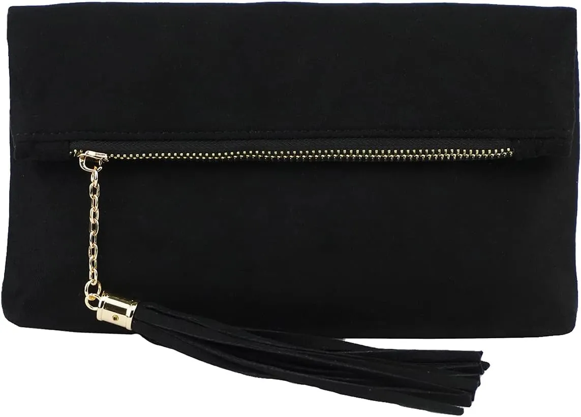 JNB Women's Faux Microsuede Foldover Mini Pouch