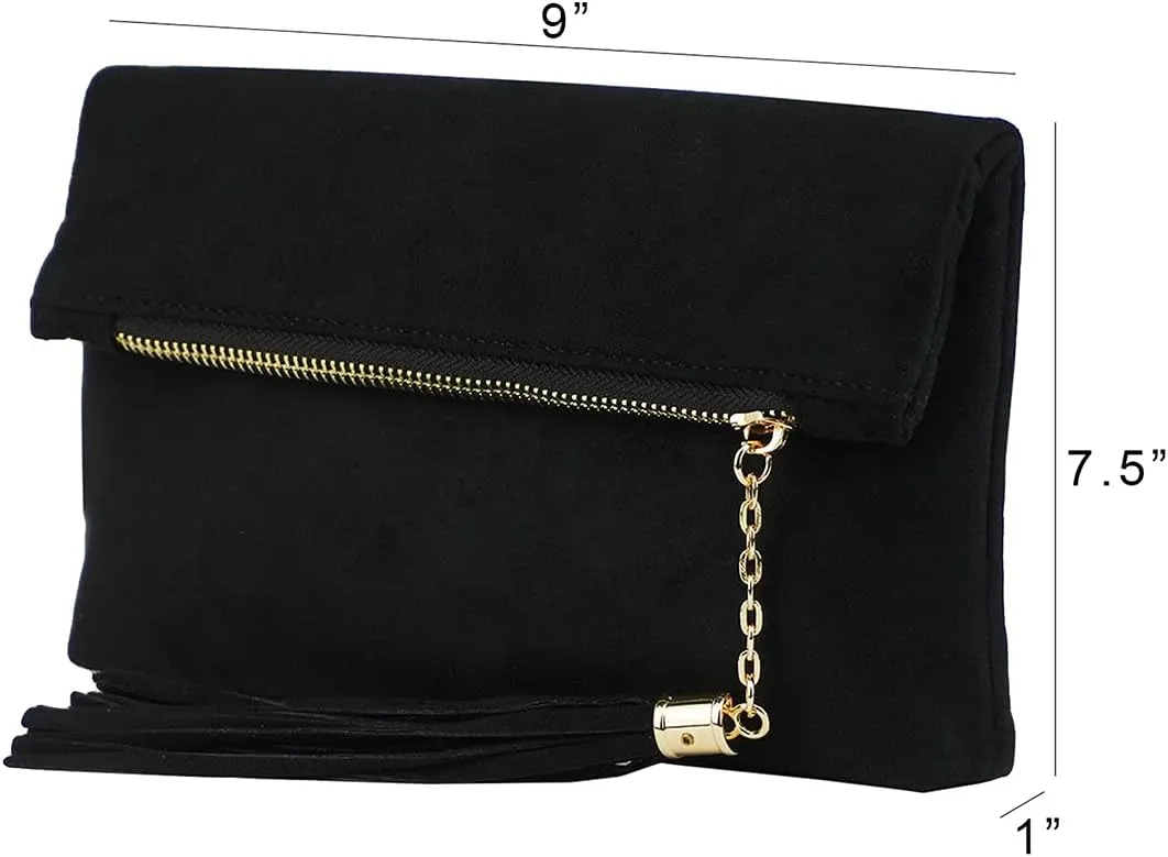 JNB Women's Faux Microsuede Foldover Mini Pouch