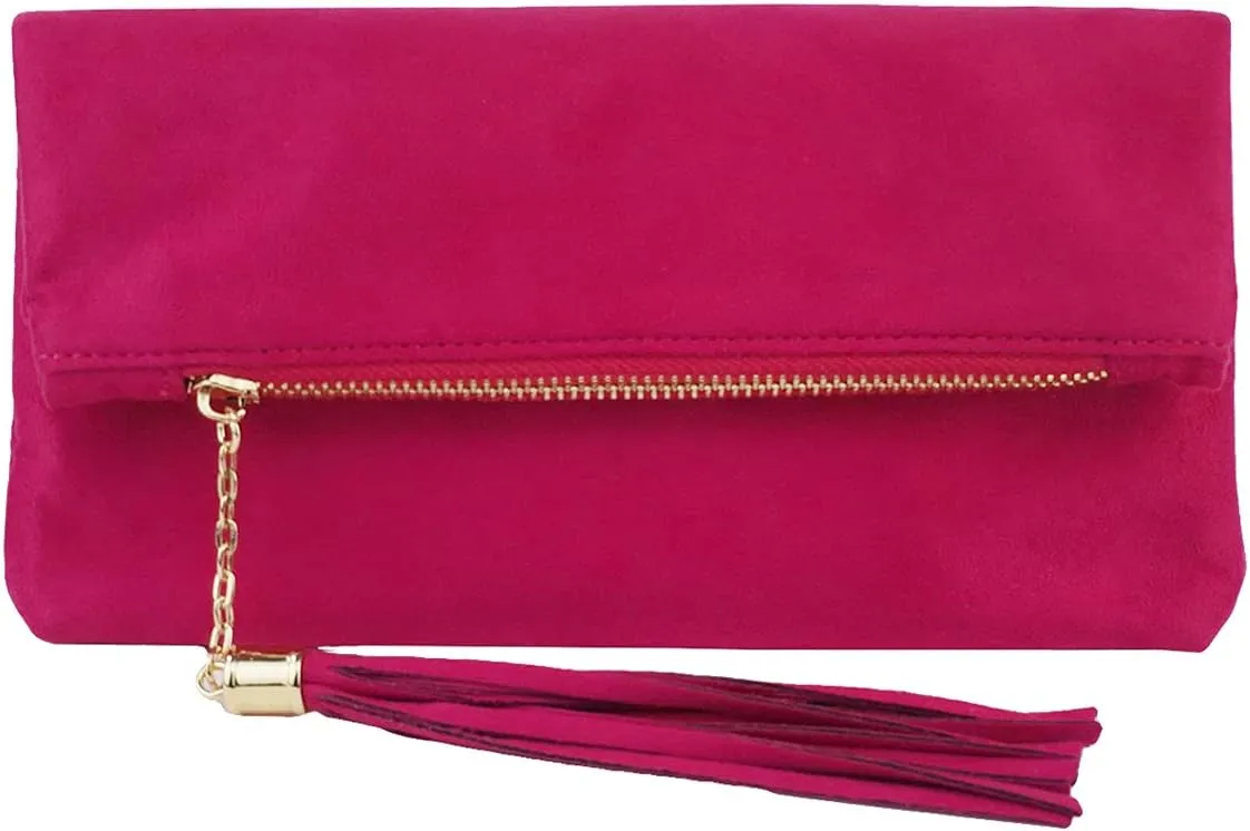 JNB Women's Faux Microsuede Foldover Mini Pouch