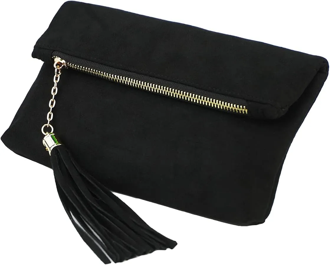 JNB Women's Faux Microsuede Foldover Mini Pouch