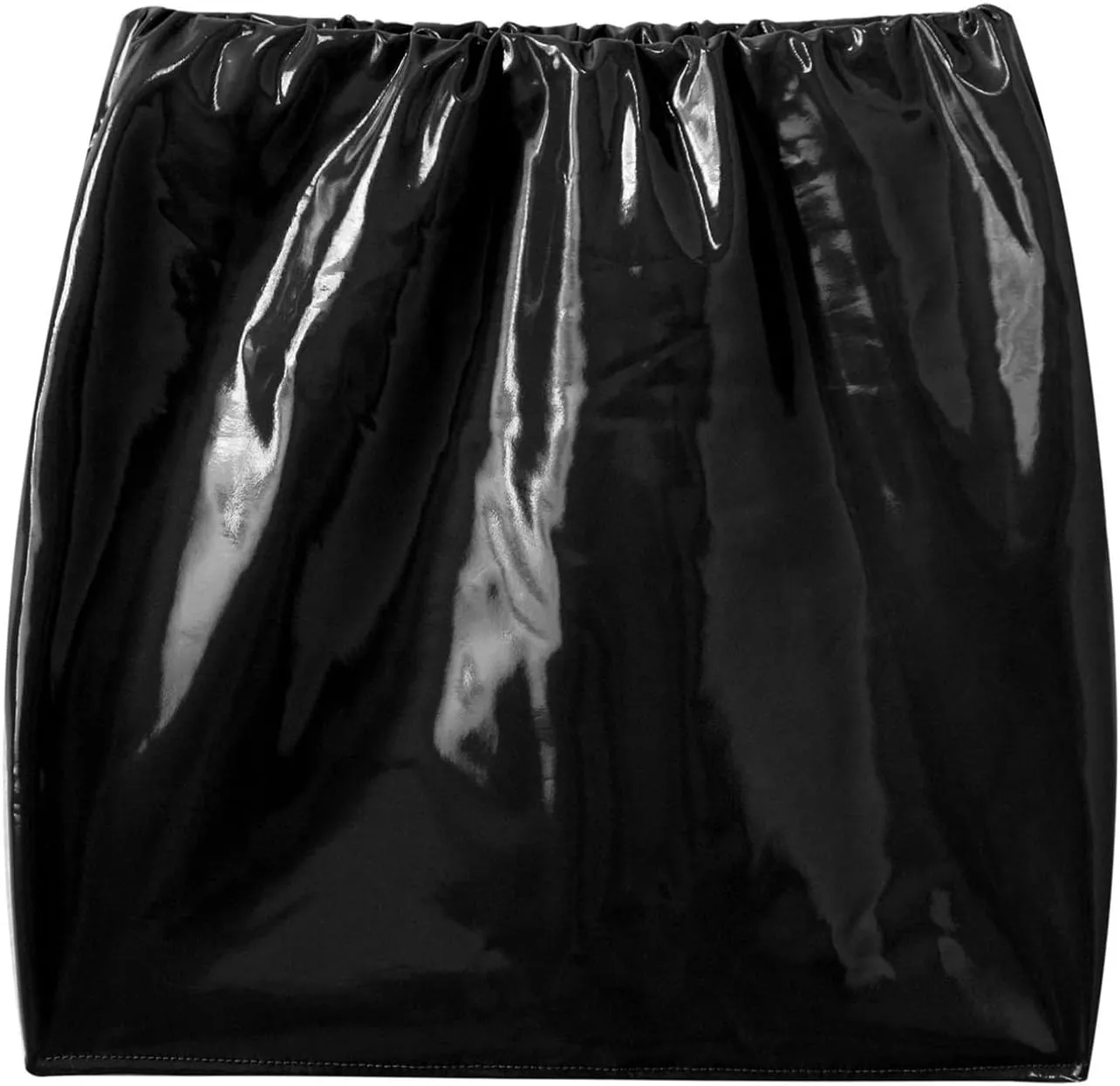 Linjinx Women's Latex Stretchy Micro Mini Hip Skirt Nightout Wear Bodycon Slim Ultrashort Skirts