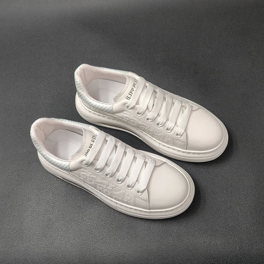 Men Fashion Figured Leather Casual Sneakers