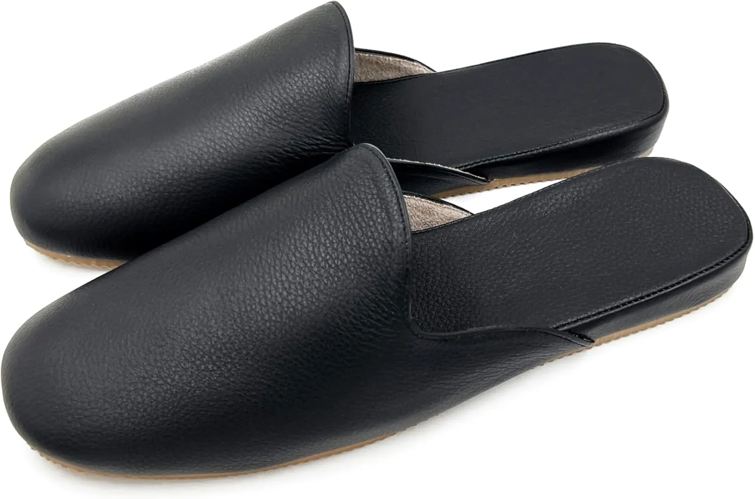 Men's Leather Slippers Genuine Leather Slippers for Men and Women Scuff Slipper with Memory Foam Minimalist Mules House Slip-on Shoes for Office Home Bedroom Living Room Guests Visitor 9.5-10