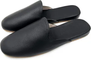 Men's Leather Slippers Genuine Leather Slippers for Men and Women Scuff Slipper with Memory Foam Minimalist Mules House Slip-on Shoes for Office Home Bedroom Living Room Guests Visitor 9.5-10