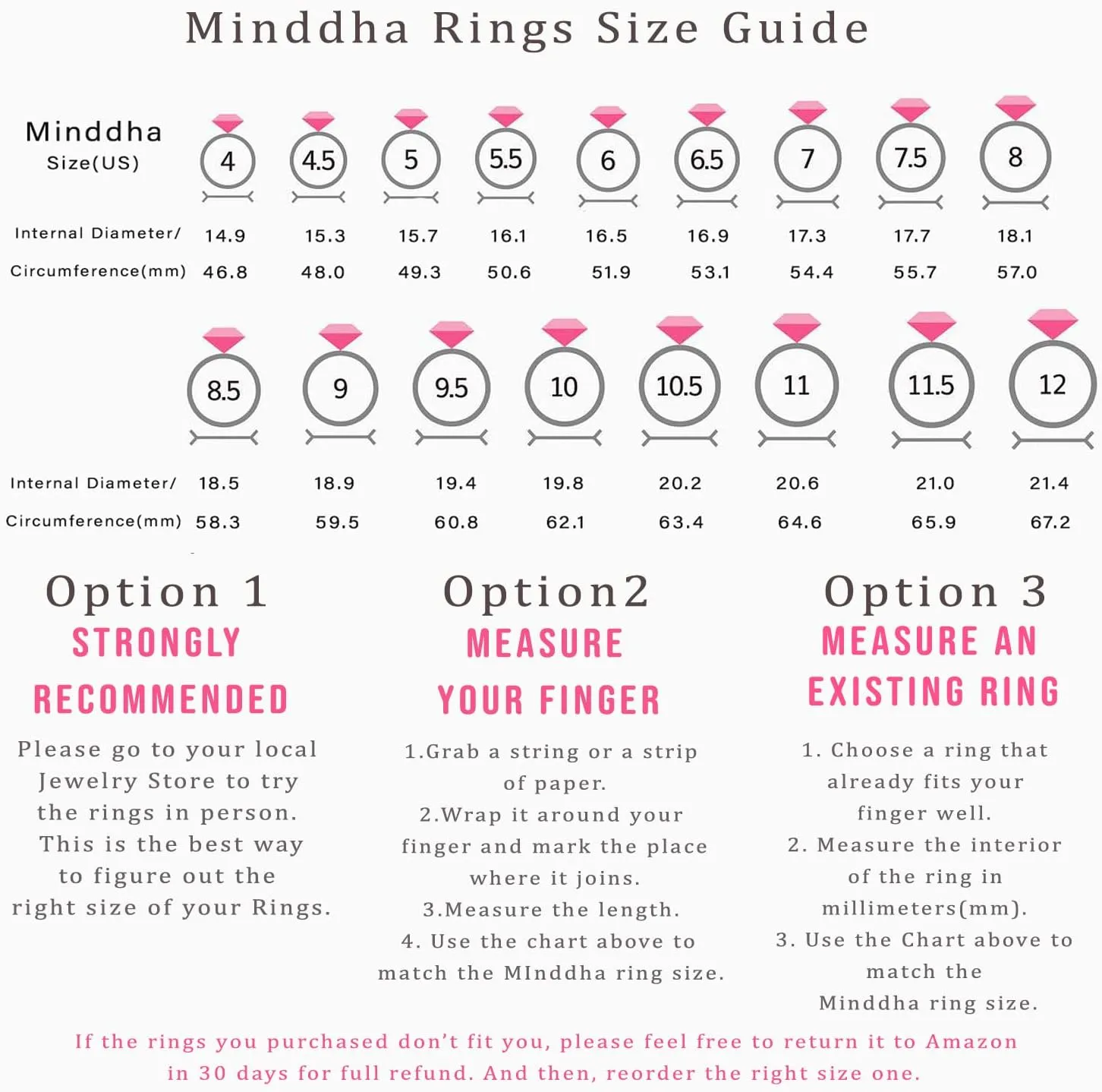 MINDDHA 14K Gold/White Gold Plated Rings- Heart Angel Wings Rings/Silver Rings, Gold Rings for Women- 10mm Band Size 4-12