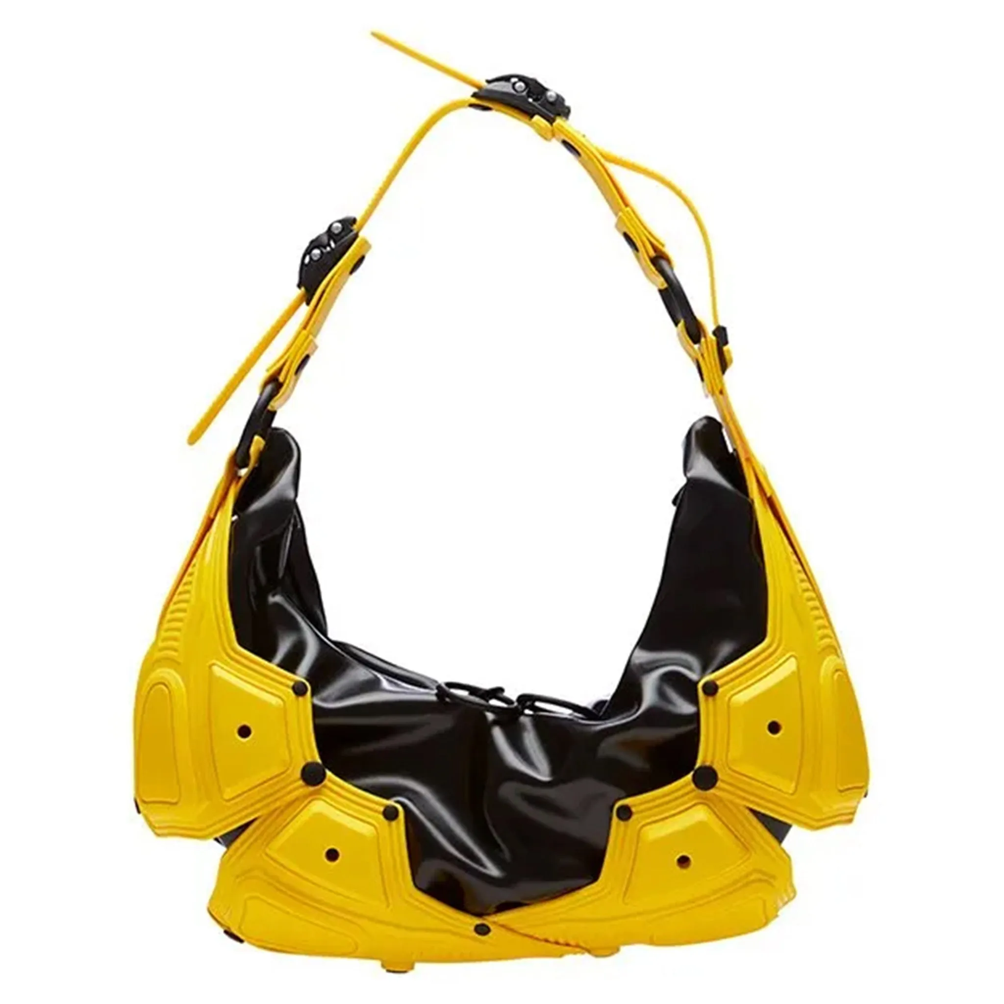 Module M02_SMALL HALF MOON BAG / YELLOW-BLACK MATT