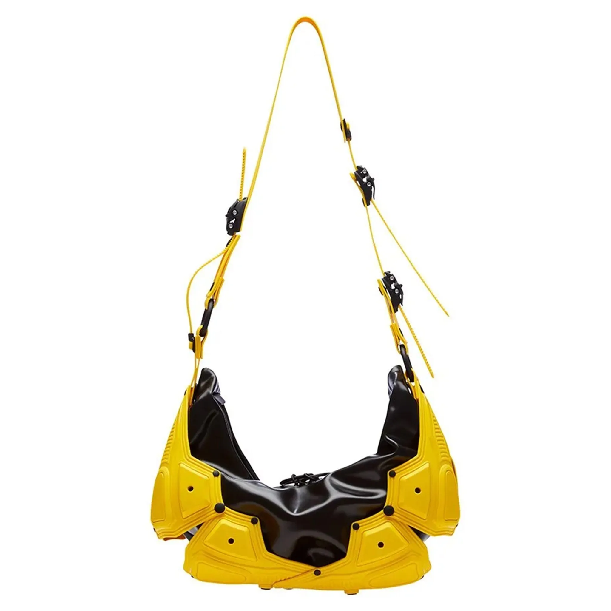 Module M02_SMALL HALF MOON BAG / YELLOW-BLACK MATT
