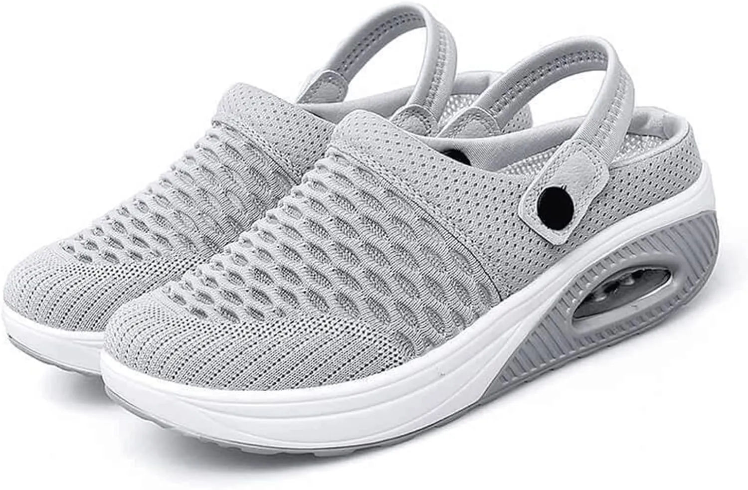 Mules Clogs for Women Air Cushion Mules Sneaker Breathable Mesh Platform Wedge Sandals Arch-Support Closed Toe Outdoor Slippers
