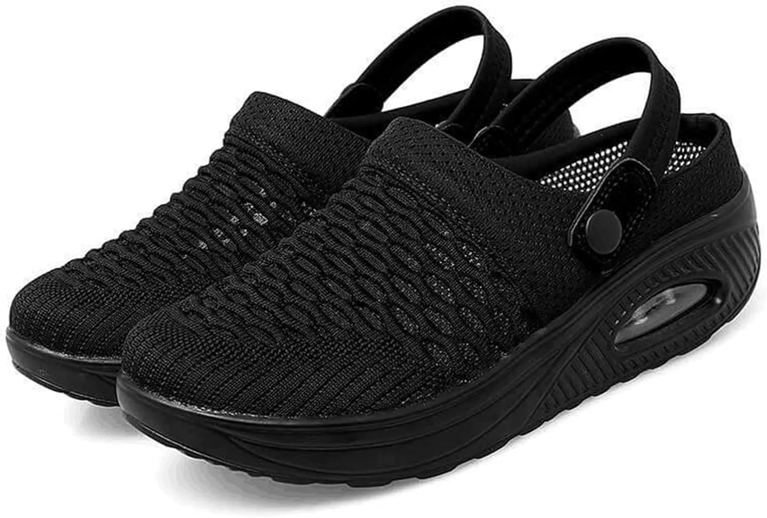 Mules Clogs for Women Summer Air Cushion Platform Mesh Mules Sandals, Ankle Strap Orthopedic Arch Support Sandals Lightweight Soft Slip On Walking Shoes Slippers All Day Comfort