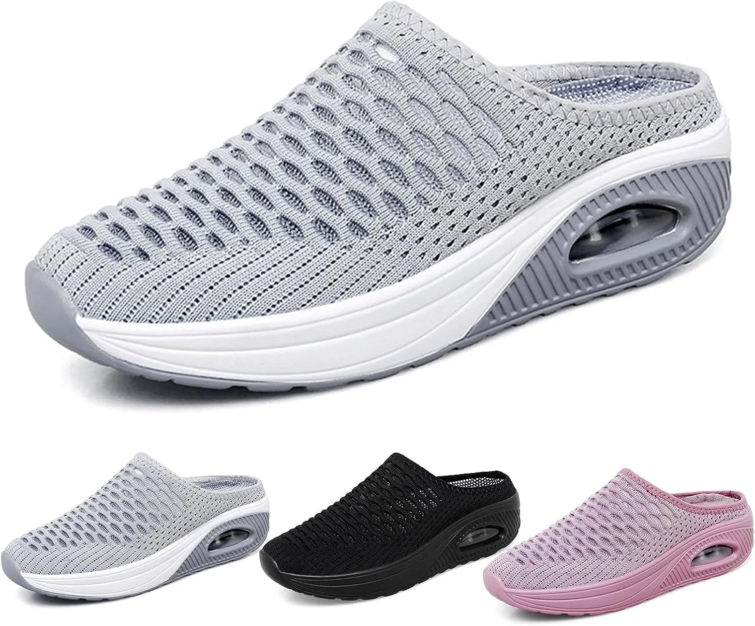 Mules for Women Orthopedic Air Cushion Platform Mesh Mules Breathable Summer Orthotic Walking Slippers with Plantar Fasciitis Soles Casual Clog House Shoes Closed Toe Slides