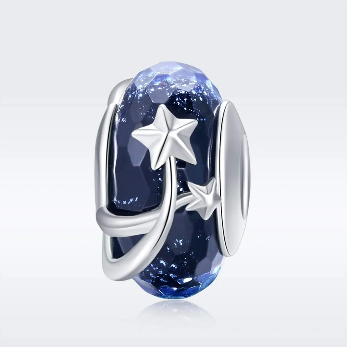 Murano Glass Beads Authentic 925 Sterling Silver Charms Core Faceted Christmas Snowflake Flower Star Glass Charms Bracelet For Women