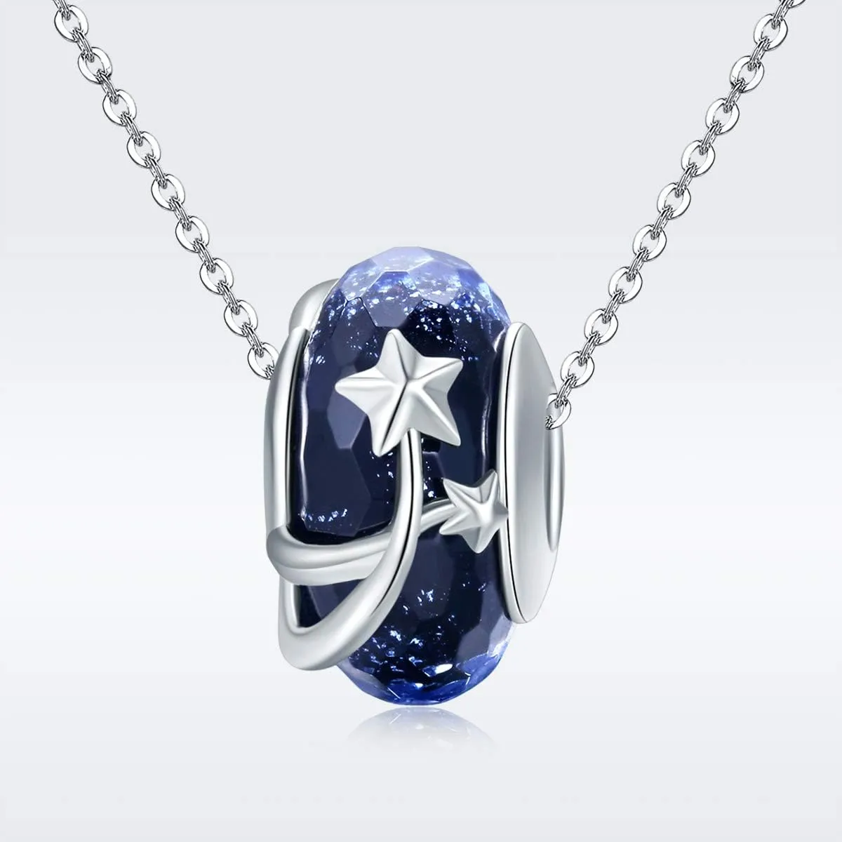 Murano Glass Beads Authentic 925 Sterling Silver Charms Core Faceted Christmas Snowflake Flower Star Glass Charms Bracelet For Women