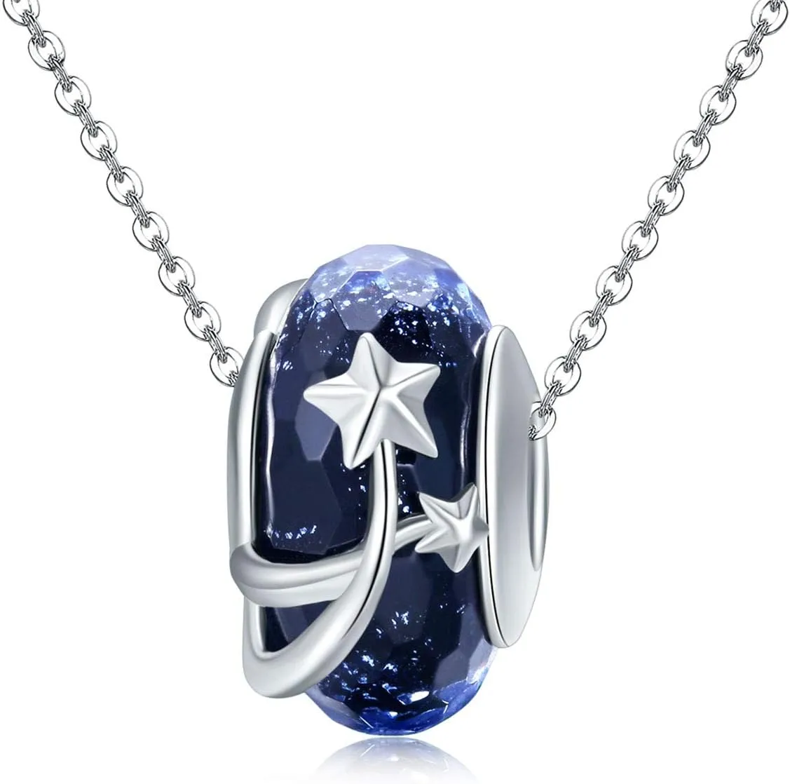 Murano Glass Beads Authentic 925 Sterling Silver Charms Core Faceted Christmas Snowflake Flower Star Glass Charms Bracelet For Women