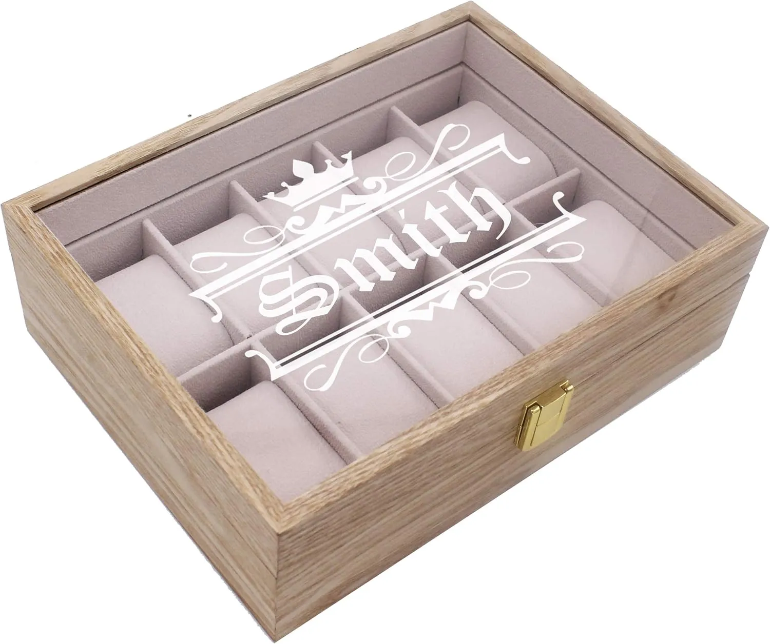 My Personal Memories Custom Engraved Watch Storage Case Box - Groomsmen Father's Day Gift - Personalized - Crown Style (Distressed Wood)