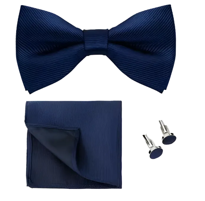 Navy Bow Tie Cuff Link Set