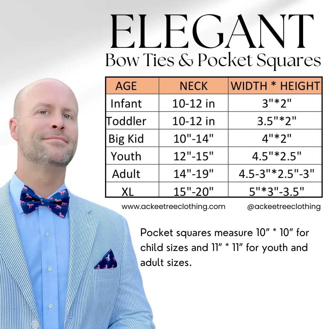 Navy Derby Horses Bow Tie