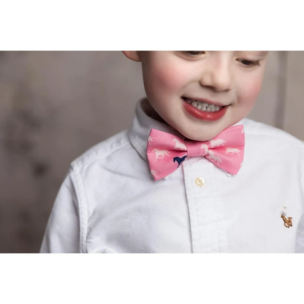 Navy Derby Horses Bow Tie