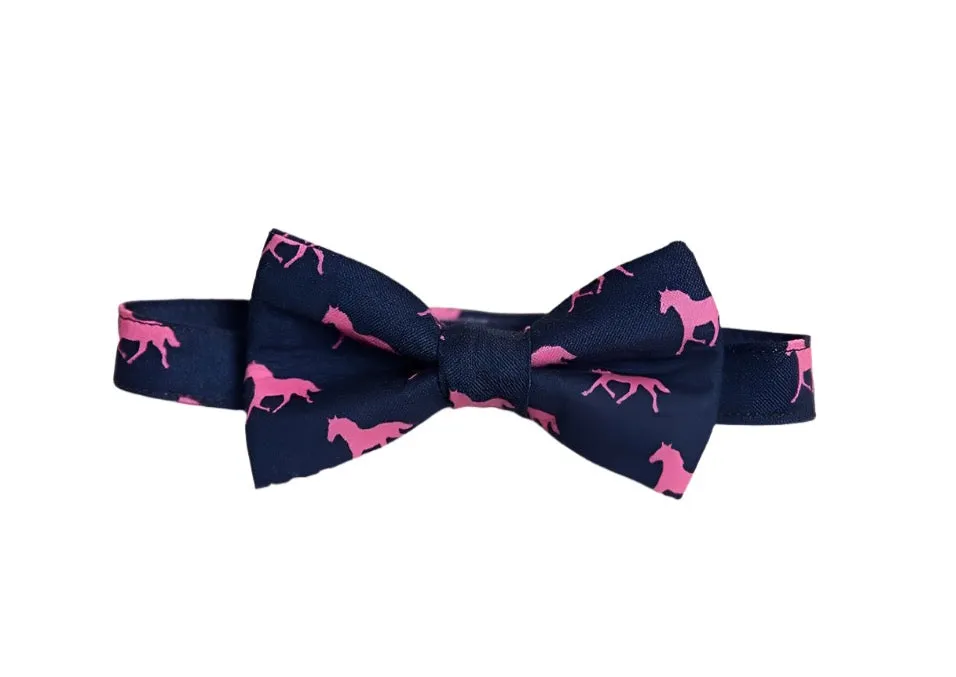 Navy Derby Horses Bow Tie