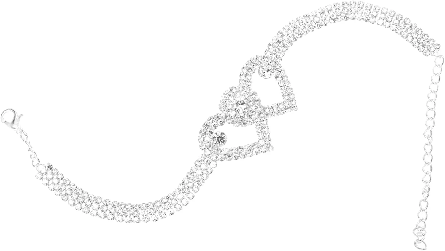 NOLITOY Heart-shaped Rhinestone Adjustable Anklet Chain Crystal Jewelry Beach Fashion Women's Accessory